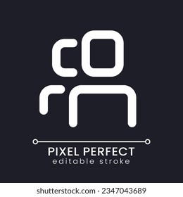 Social network group pixel perfect white linear ui icon for dark theme. Online community. Vector line pictogram. Isolated user interface symbol for night mode. Editable stroke. Poppins font used