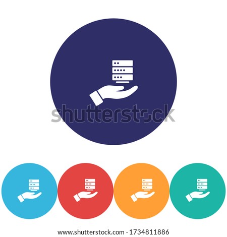 social network in the hand icon , lorem ipsum Flat design