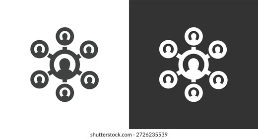 Symbol "Social Network Hub". Symbol für durchgezogene Glyphenserie