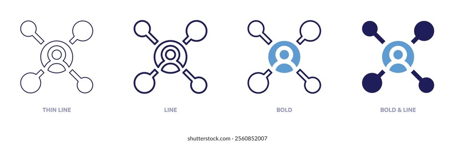Social network icon in 4 different styles. Thin Line, Line, Bold, and Bold Line. Duotone style. Editable stroke.