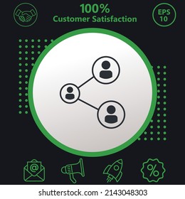 Social network icon. Background consisting of green and black colors. modern design