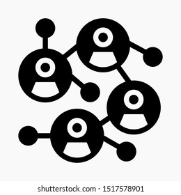 Social network icon. Community of people. Association of people. Commonwealth. Communication between people. Illustration of communication partners. Vector icon.