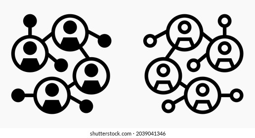 Social network icon. Community of people. Association of people. Commonwealth. Communication between people. Illustration of communication partners. Vector icon.