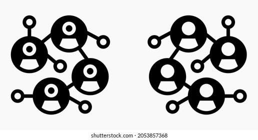 Social network icon. Community of people. Association of people. Commonwealth. Communication between people. Illustration of communication partners. Vector icon.