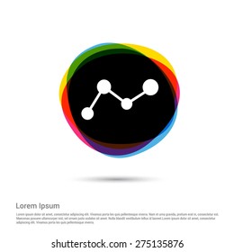 Social network icon, Connection icon, White pictogram icon creative circle Multicolor background. Vector illustration. Flat icon design style