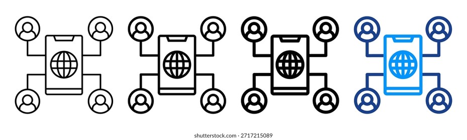 Social Network Icon Different Outline Collection Set