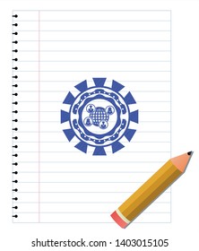 social network icon draw with pen effect. Blue ink. Vector Illustration. Detailed.