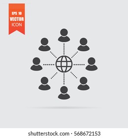 Social network icon in flat style isolated on grey background. For your design, logo. Vector illustration.