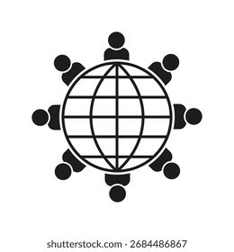 Icono de la red social. Símbolo de comunicación global. Gráfico de conexiones de Personas. Ilustración de globo de Vector. EPS 10.