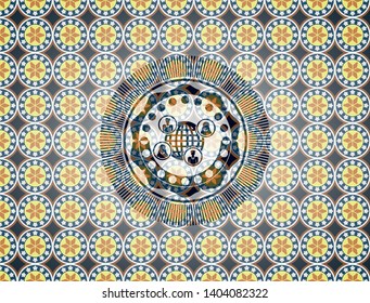 social network icon inside arabesque emblem background. arabic decoration.