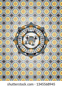 social network icon inside arabic emblem. Arabesque decoration.