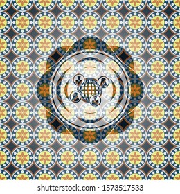 social network icon inside arabic emblem. Arabesque decoration.