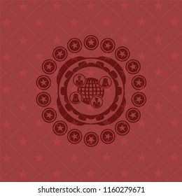 social network icon inside badge with red background