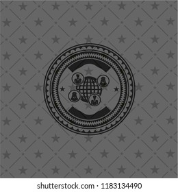 social network icon inside black emblem. Vintage.