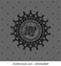 social network icon inside black emblem