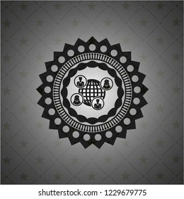 social network icon inside black badge