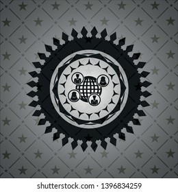 social network icon inside black badge