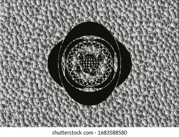 social network icon inside black emblem with bubbles background. Vintage. Vector Illustration. Detailed.