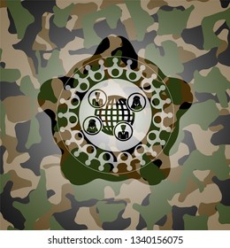 social network icon inside camo texture