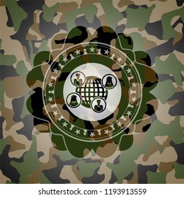 social network icon inside camouflaged emblem