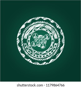 social network icon inside chalkboard emblem