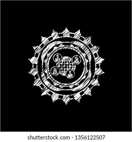 social network icon inside chalkboard emblem written on a blackboard