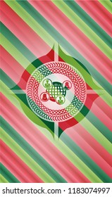 social network icon inside christmas emblem background.