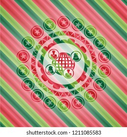social network icon inside christmas style emblem.