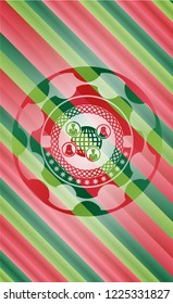 social network icon inside christmas style badge..