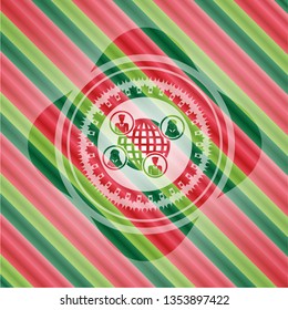 social network icon inside christmas emblem background.