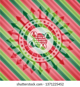 social network icon inside christmas emblem.