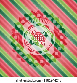social network icon inside christmas badge.