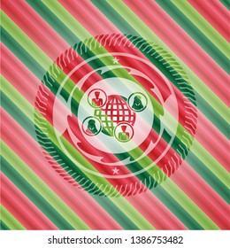 social network icon inside christmas badge.