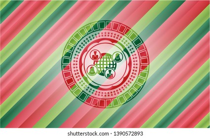 social network icon inside christmas emblem background.
