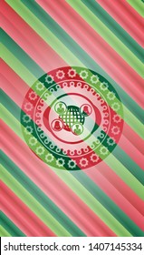 social network icon inside christmas colors emblem.