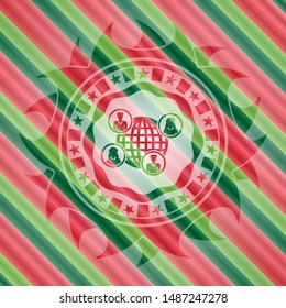 social network icon inside christmas badge background.