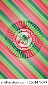 social network icon inside christmas colors emblem.