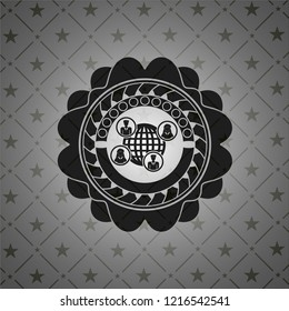 social network icon inside dark emblem