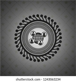 social network icon inside dark badge