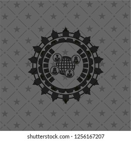 social network icon inside dark emblem