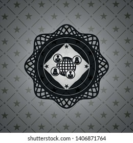 social network icon inside dark badge or emblem