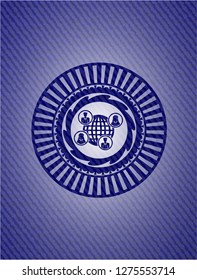social network icon inside denim background