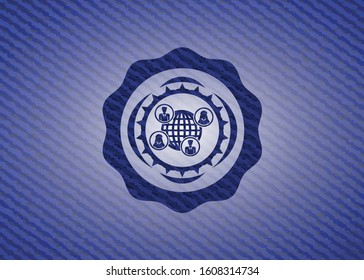 social network icon inside denim background