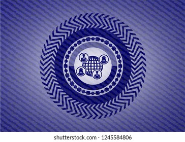 social network icon inside emblem with jean high quality background