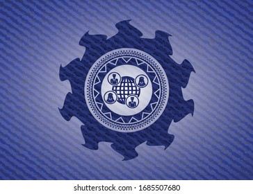 social network icon inside emblem with jean high quality background