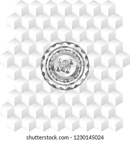 social network icon inside grey emblem. Retro with geometric cube white background