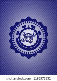 social network icon inside jean or denim emblem or badge background