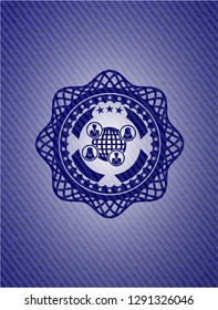 social network icon inside jean or denim emblem or badge background