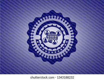 social network icon inside jean or denim emblem or badge background