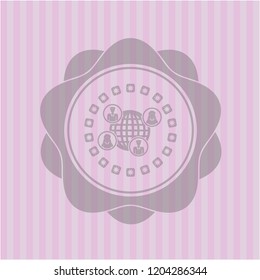 social network icon inside pink icon or emblem